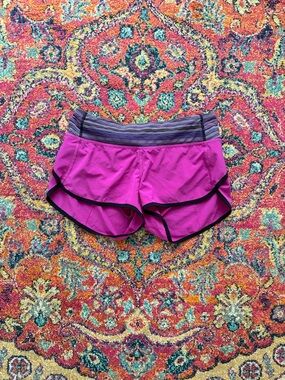 lululemon athletica Purple Athletic Running Shorts with Striped Waistband